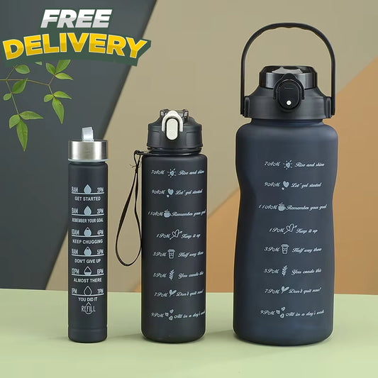 Large Capacity Gradient Three-piece Motivational Sports Water Bottles Set Provided By Pak Galaxy
